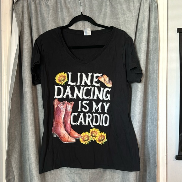Line Dancing is My Cardio Women’s V-Neck Tee - Picture 1 of 2